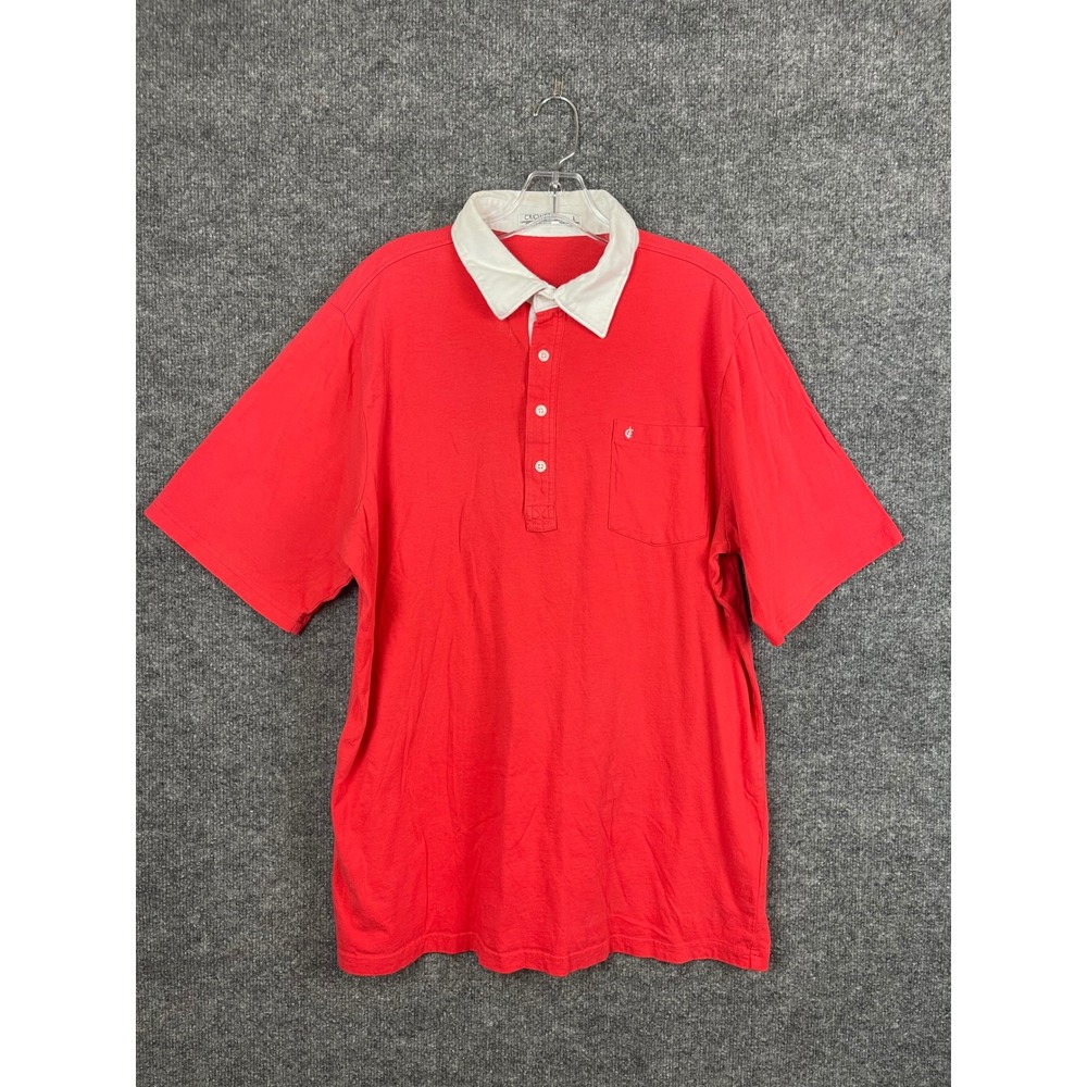 Criquet Polo Shirt Mens Large Coral Red Organic Cotton Player Shirt